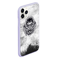 Чехол iPhone 11 Pro матовый Texture - разозленная горилла, цвет: 3D-светло-сиреневый — фото 2