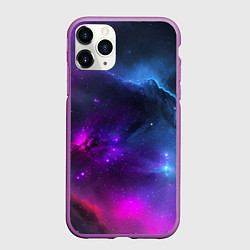 Чехол iPhone 11 Pro матовый Бескрайний космос фиолетовый