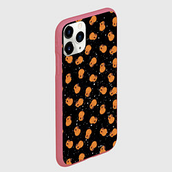 Чехол iPhone 11 Pro матовый Мини капибары в космосе, цвет: 3D-малиновый — фото 2