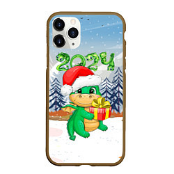 Чехол iPhone 11 Pro матовый Дракончик с подарком, цвет: 3D-коричневый