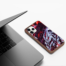 Чехол iPhone 11 Pro матовый Красный кибер скелет, цвет: 3D-коричневый — фото 2
