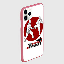 Чехол iPhone 11 Pro матовый Бойцы тхэквондо, цвет: 3D-малиновый — фото 2