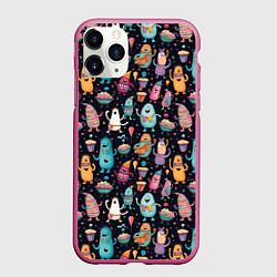Чехол iPhone 11 Pro матовый Весёлые монстры на вечеринке