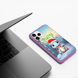 Чехол iPhone 11 Pro матовый Праздничный дракон 2024, цвет: 3D-фиолетовый — фото 2