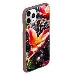 Чехол iPhone 11 Pro матовый Красный цветок капли, цвет: 3D-коричневый — фото 2