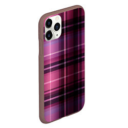 Чехол iPhone 11 Pro матовый Фиолетовая шотландская клетка, цвет: 3D-коричневый — фото 2