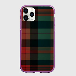 Чехол iPhone 11 Pro матовый Зелёно-красная шотландская клетка, цвет: 3D-фиолетовый