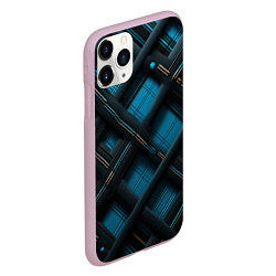 Чехол iPhone 11 Pro матовый Тёмно-синяя диагональная клетка, цвет: 3D-розовый — фото 2