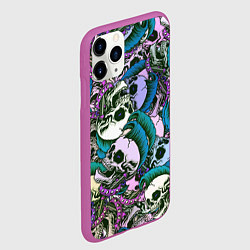 Чехол iPhone 11 Pro матовый Череп панк паттерн, цвет: 3D-фиолетовый — фото 2