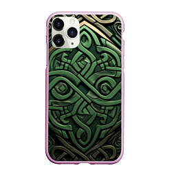 Чехол iPhone 11 Pro матовый Симметричный узор в ирландском стиле, цвет: 3D-розовый