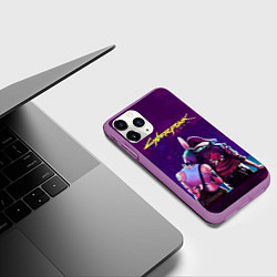 Чехол iPhone 11 Pro матовый Cyberpunk 2077: Phantom liberty, цвет: 3D-фиолетовый — фото 2