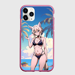 Чехол iPhone 11 Pro матовый Дзета в купальнике, цвет: 3D-малиновый