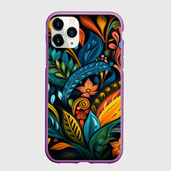 Чехол iPhone 11 Pro матовый Растительный узор в бразильском стиле