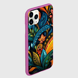 Чехол iPhone 11 Pro матовый Растительный узор в бразильском стиле, цвет: 3D-фиолетовый — фото 2