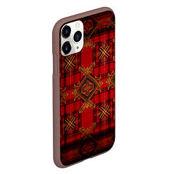 Чехол iPhone 11 Pro матовый Красная шотландская клетка royal stewart, цвет: 3D-коричневый — фото 2