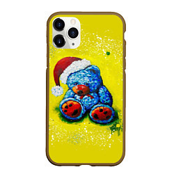 Чехол iPhone 11 Pro матовый Плюшевый синий Санта, цвет: 3D-коричневый