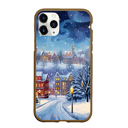 Чехол iPhone 11 Pro матовый New year city, цвет: 3D-коричневый