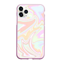 Чехол iPhone 11 Pro матовый Бледные разлитые краски абстракция, цвет: 3D-розовый