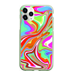 Чехол iPhone 11 Pro матовый Цветная плазменная абстракция, цвет: 3D-салатовый
