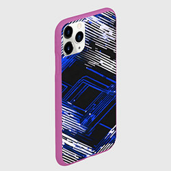 Чехол iPhone 11 Pro матовый Киберпанк линии белые и синие, цвет: 3D-фиолетовый — фото 2