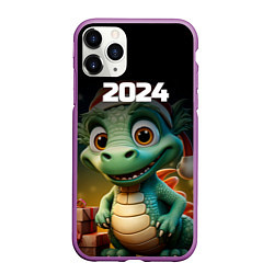 Чехол iPhone 11 Pro матовый Милый дракон 2024 символ года, цвет: 3D-фиолетовый