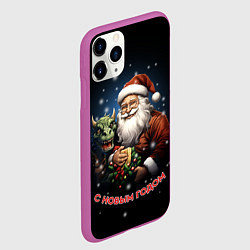 Чехол iPhone 11 Pro матовый Дед мороз с драконом, цвет: 3D-фиолетовый — фото 2