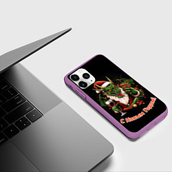 Чехол iPhone 11 Pro матовый Дракон Мороз, цвет: 3D-фиолетовый — фото 2