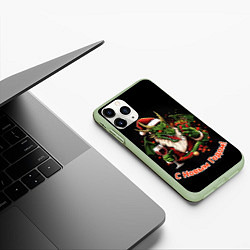 Чехол iPhone 11 Pro матовый Дракон Мороз, цвет: 3D-салатовый — фото 2
