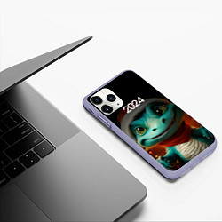 Чехол iPhone 11 Pro матовый Милый зеленый дракон, цвет: 3D-светло-сиреневый — фото 2