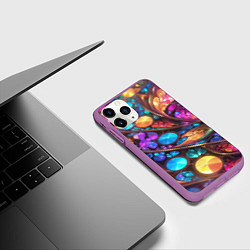 Чехол iPhone 11 Pro матовый Яркий абстрактный фрактальный узор, цвет: 3D-фиолетовый — фото 2