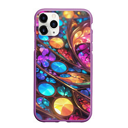Чехол iPhone 11 Pro матовый Яркий абстрактный фрактальный узор, цвет: 3D-фиолетовый