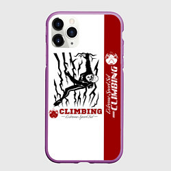 Чехол iPhone 11 Pro матовый Альпинист скалолаз, цвет: 3D-фиолетовый