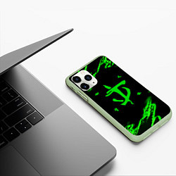 Чехол iPhone 11 Pro матовый Doom symbol game, цвет: 3D-салатовый — фото 2