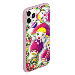 Чехол iPhone 11 Pro матовый Неваляшки в кокошниках, цвет: 3D-розовый — фото 2