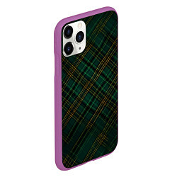 Чехол iPhone 11 Pro матовый Тёмно-зелёная диагональная клетка в шотландском ст, цвет: 3D-фиолетовый — фото 2