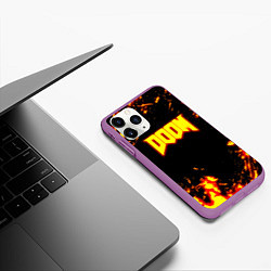 Чехол iPhone 11 Pro матовый Doom огненный марс, цвет: 3D-фиолетовый — фото 2