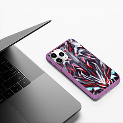 Чехол iPhone 11 Pro матовый Красная киберпанк броня, цвет: 3D-фиолетовый — фото 2