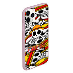 Чехол iPhone 11 Pro матовый One Piece logo pattern pirat, цвет: 3D-розовый — фото 2