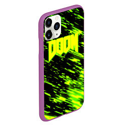 Чехол iPhone 11 Pro матовый Doom огенное лого кислотное, цвет: 3D-фиолетовый — фото 2