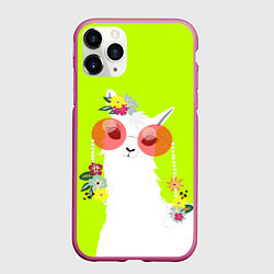 Чехол iPhone 11 Pro матовый Лама - альпака в розовых очках