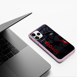 Чехол iPhone 11 Pro матовый Toyota - плиты с эффектом свечения, цвет: 3D-розовый — фото 2