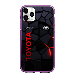 Чехол iPhone 11 Pro матовый Toyota - плиты с эффектом свечения