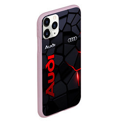 Чехол iPhone 11 Pro матовый Audi - плиты с эффектом свечения, цвет: 3D-розовый — фото 2