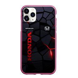 Чехол iPhone 11 Pro матовый Honda - плиты с эффектом свечения, цвет: 3D-малиновый