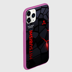 Чехол iPhone 11 Pro матовый Mitsubishi - плиты с эффектом свечения, цвет: 3D-фиолетовый — фото 2