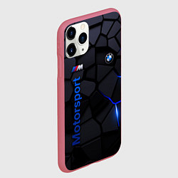Чехол iPhone 11 Pro матовый BMW - плиты с эффектом свечения, цвет: 3D-малиновый — фото 2