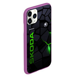 Чехол iPhone 11 Pro матовый Skoda - плиты с эффектом свечения, цвет: 3D-фиолетовый — фото 2