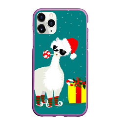 Чехол iPhone 11 Pro матовый Лама - альпака с подарком, цвет: 3D-фиолетовый