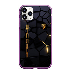 Чехол iPhone 11 Pro матовый Porsche - плиты с эффектом свечения, цвет: 3D-фиолетовый