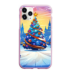 Чехол iPhone 11 Pro матовый Новогоднее настроение елочка, цвет: 3D-розовый
